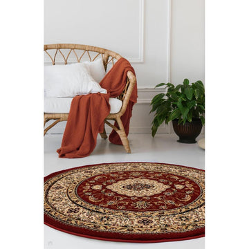 Victoria Traditional Red Round Rug-Melrose-Rug Love - The Most Loved Rug Store